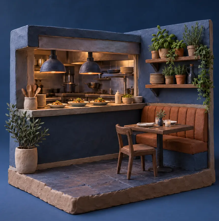 Illustration of restaurants equipment and workspace